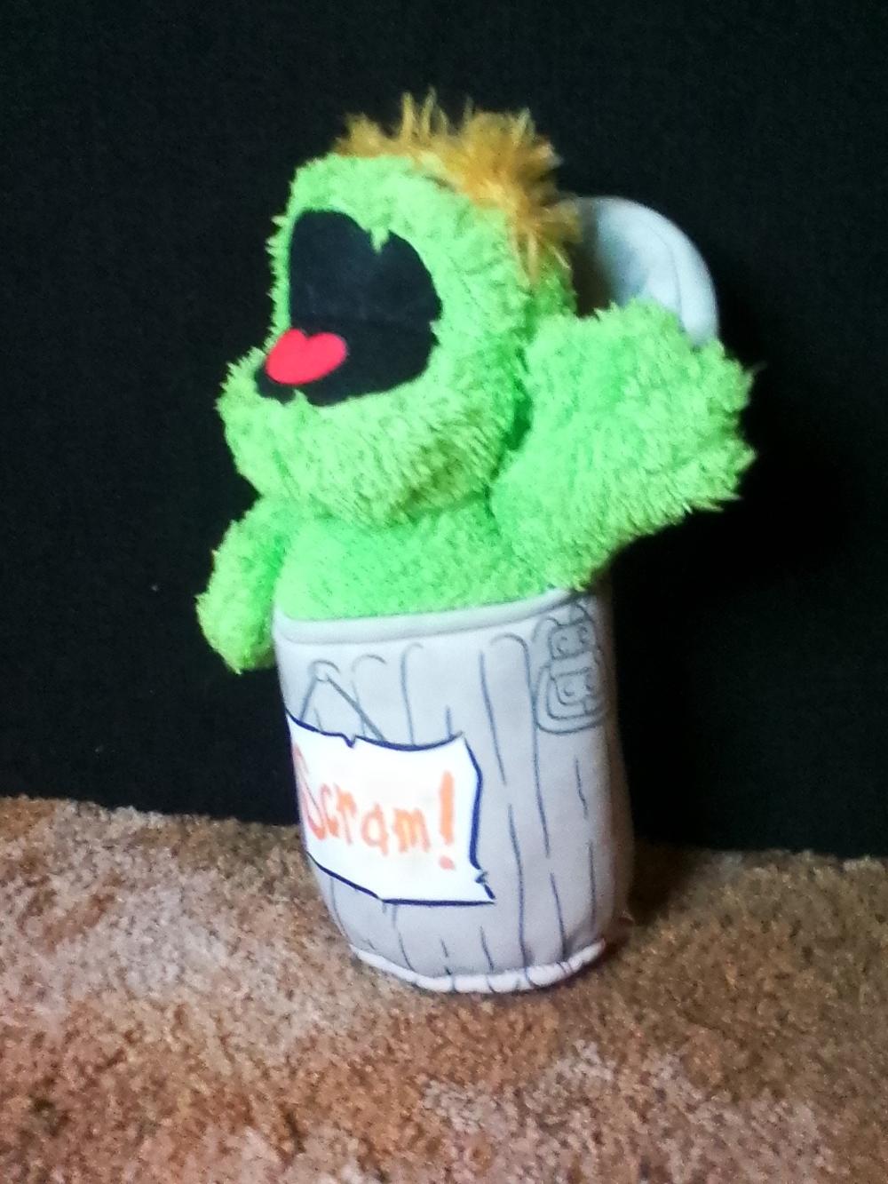 Green Plush Monster Oscar Grouch Trash Can